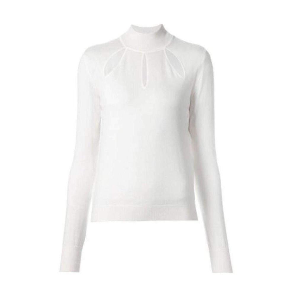 Mugler - White Extra Fine Wool Cutout Detail Sweater - L